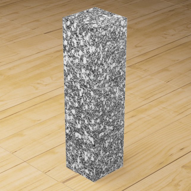 Elegant Silver Glitter wine box (Front)