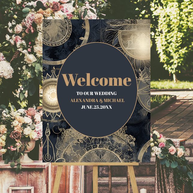 Elegant Silver Gold Celestial Wedding Foam Board (Creator Uploaded)