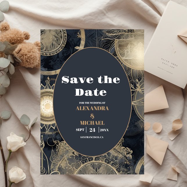 Elegant Silver Gold Celestial Wedding Save The Date (Creator Uploaded)