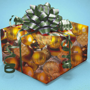 Elegant silver gold Christmas ornaments holidays W Wrapping Paper