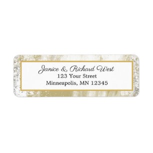 Elegant Silver Gold Frame Wedding Address Label
