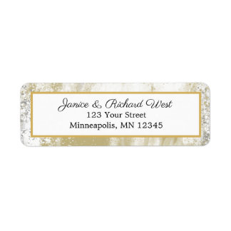 Elegant Silver Gold Frame Wedding Address Label
