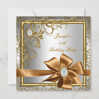 Elegant Silver Gold Jewel image Birthday Party Invitation