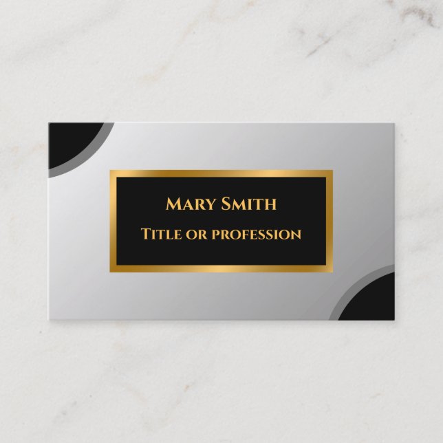 Elegant Silver Gold Professional Business Card (Front)