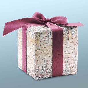 Elegant silver gold rose dripping glitter wrapping paper