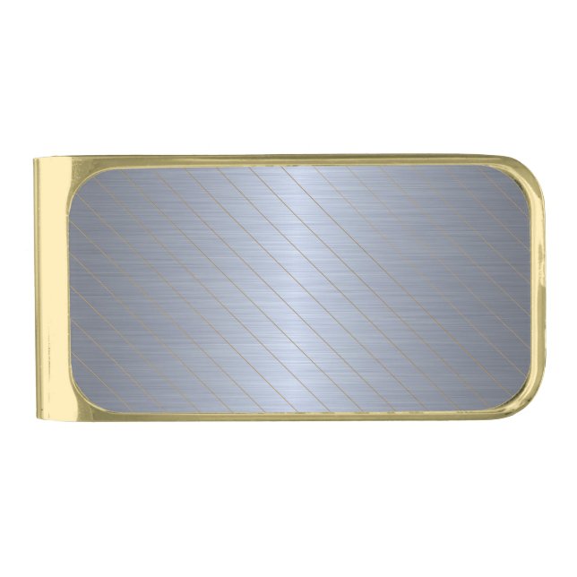 Elegant Silver Gold Striped Gold Finish Money Clip (Front)