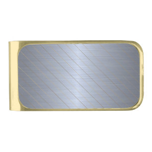 Elegant Silver Gold Striped Gold Finish Money Clip