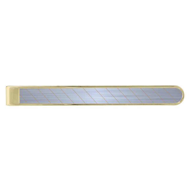 Elegant Silver Gold Striped  Gold Finish Tie Bar (Front)