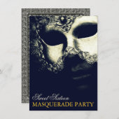 Elegant Silver Gold Sweet 16 Masquerade Invitation (Front/Back)