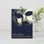 Elegant Silver Gold Sweet 16 Masquerade Invitation (Standing Front)