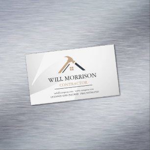 Elegant Silver & Golden Home Repair Real Estate Business Card Magnet
