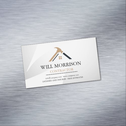 Elegant Silver & Golden Home Repair Real Estate Business Card Magnet