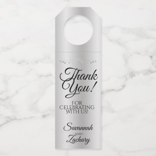 Elegant Silver Gradient Filigree Wedding Thank You Bottle Hanger Tag