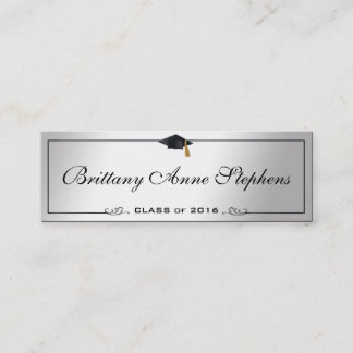 Elegant Silver Graduation Cap Name Card Insert