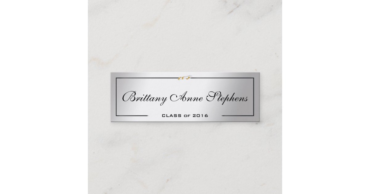 Elegant Silver Graduation Diploma Name Card Insert | Zazzle