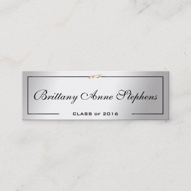 Elegant Silver Graduation Diploma Name Card Insert (Front)