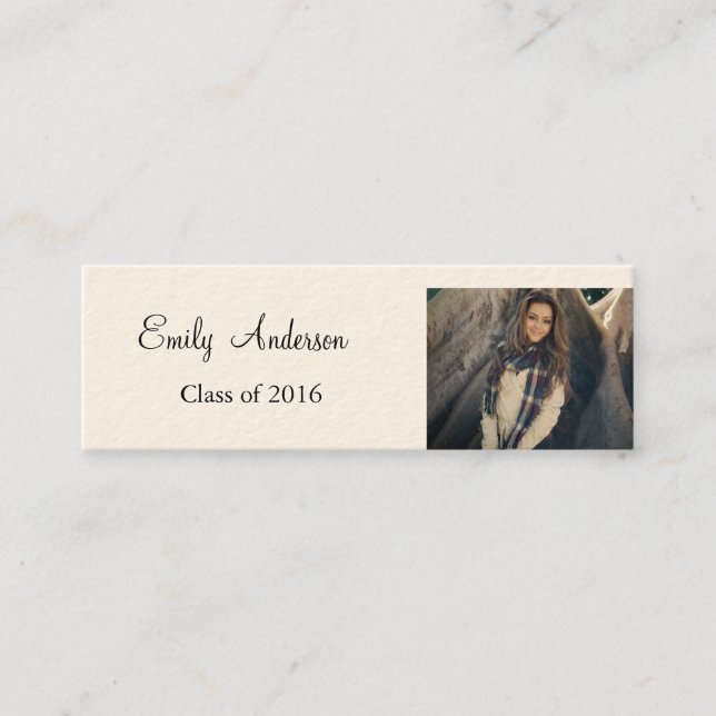 Elegant Silver Graduation Name Card (Front)