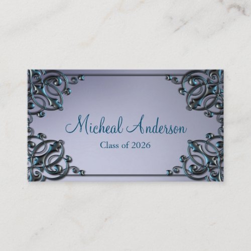 Elegant Silver Graduation Name Card