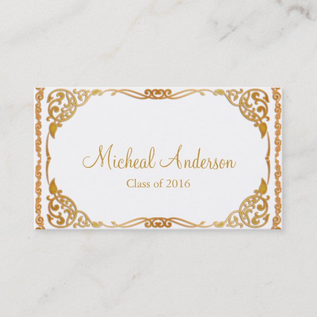 Elegant Silver Graduation Name Card (Front)