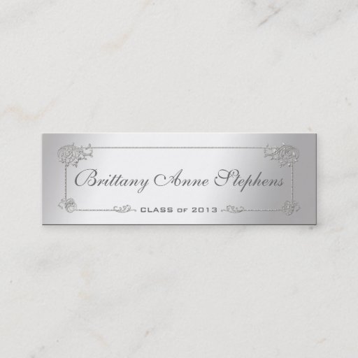 Customizable Elegant Silver Graduation Name Card Insert Business Card Templates