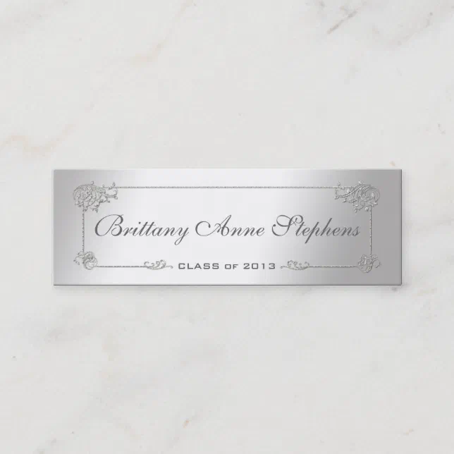 Elegant Silver Graduation Name Card Insert | Zazzle