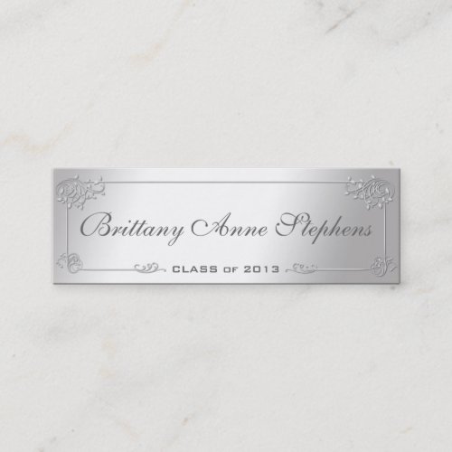 Elegant Silver Graduation Name Card Insert Business Card Template