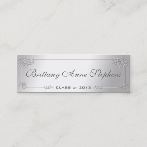 Customizable Elegant Silver Graduation Name Card Insert Business Card Template