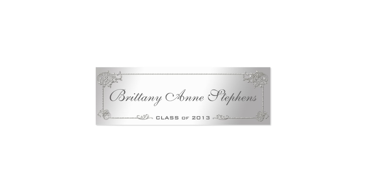 Elegant Silver Graduation Name Card Insert | Zazzle