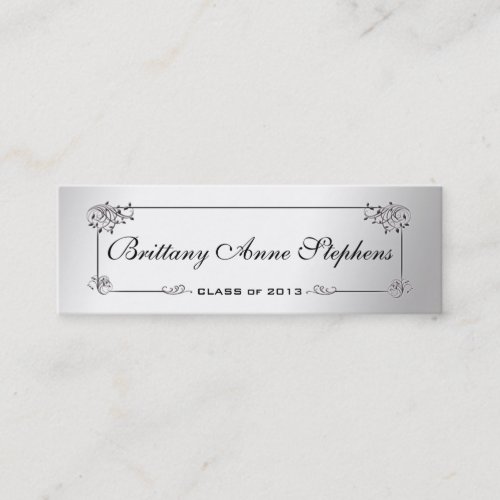 Elegant Silver Graduation Name Card Insert Business Card Template