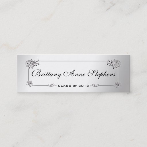 Customizable Elegant Silver Graduation Name Card Insert Business Card Template