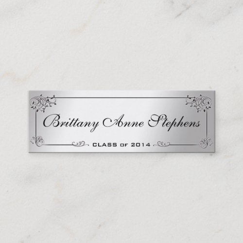 Elegant Silver Graduation Name Card Insert Business Card Templates