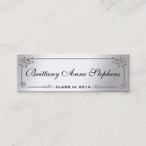 Customizable Elegant Silver Graduation Name Card Insert Business Card Templates