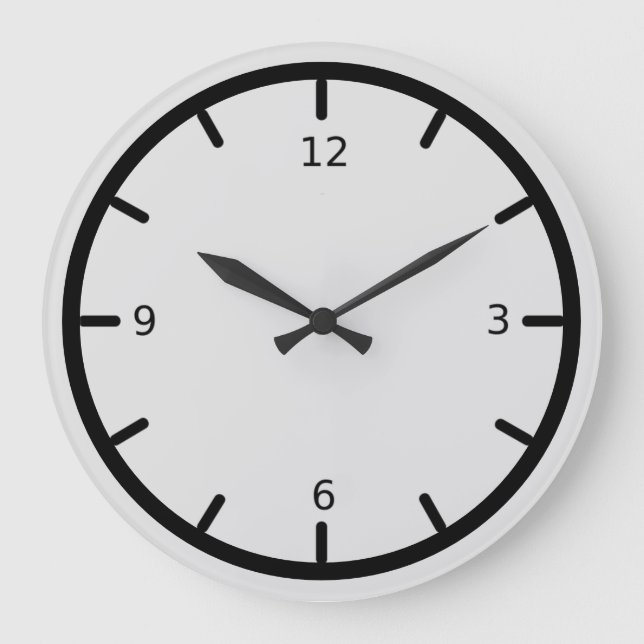 Elegant Silver Gray and Black Large Clock (Front)