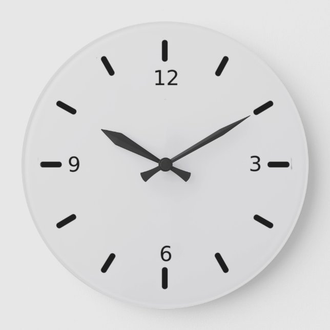 Elegant Silver Gray and Black Large Clock (Front)