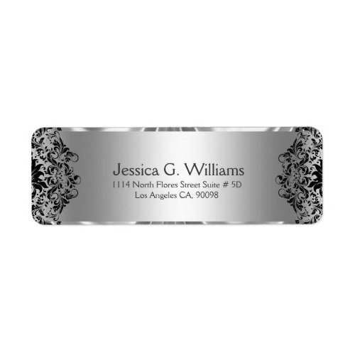 Elegant Silver Gray And Black Swirls Lace Label