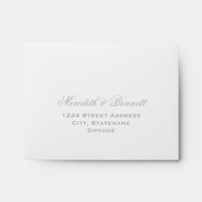 Elegant Silver Gray and White Wedding RSVP Envelope (Front)