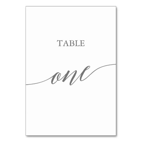 Elegant Silver Gray Calligraphy Table One Table Number