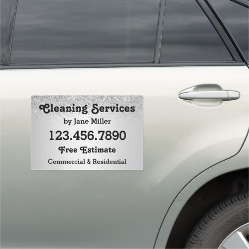 Elegant Silver Gray Cleaning Service Advertisement Car Magnet