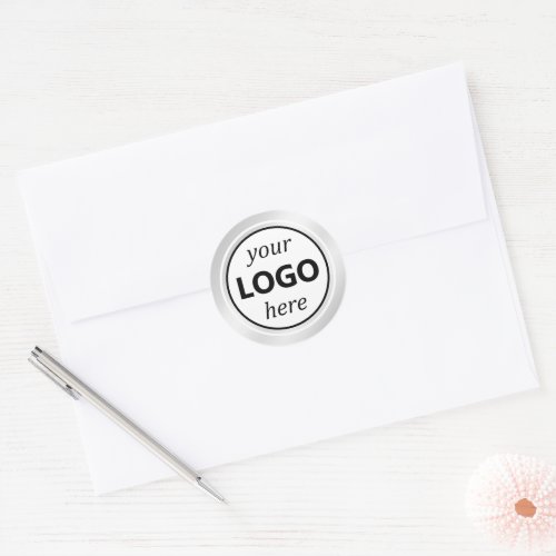 Elegant Silver Gray Color Gradience Your Logo Here Classic Round Sticker
