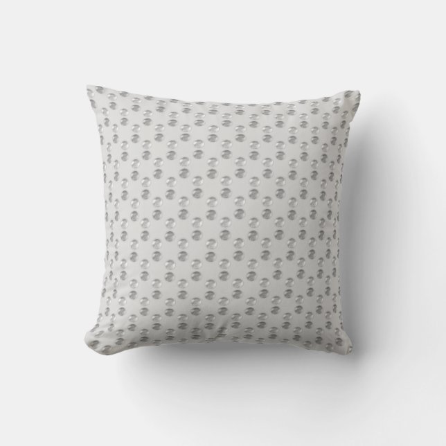 Elegant Silver Gray Dotted Geometric Pattern Throw Pillow (Front)