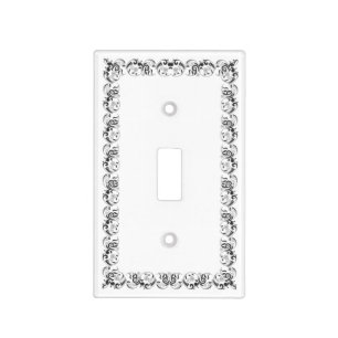 Elegant silver gray floral vector frame light switch cover