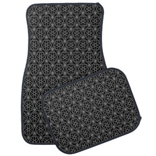 Elegant silver gray geometric shapes on black car floor mat
