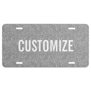 Elegant Silver Gray Glitter Pattern License Plate
