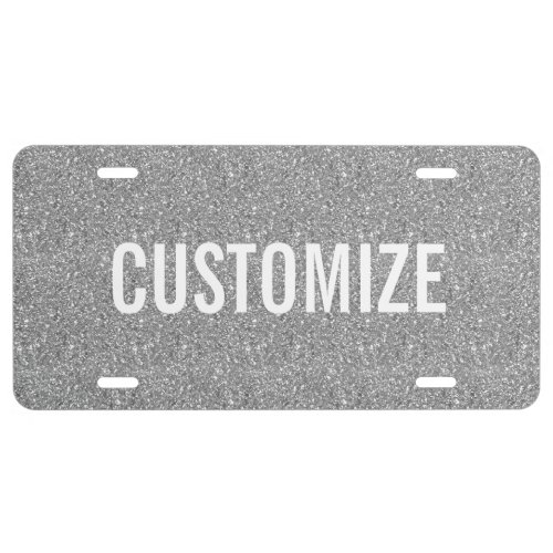 Elegant Silver Gray Glitter Pattern License Plate