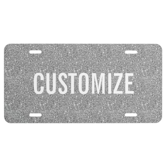 Elegant Silver Gray Glitter Pattern License Plate (Front)
