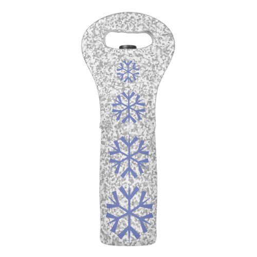 Elegant Silver Gray Glitter Snowflake Wine Bag