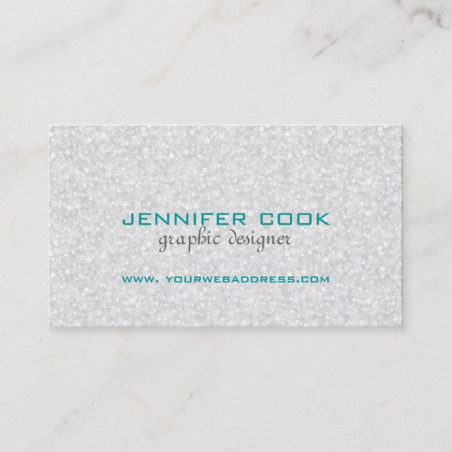 Elegant Silver Gray Glitter & Sparkles 2 Business Card (Front)