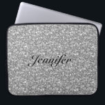 Elegant Silver Gray Glitter & Sparkles 2-Monogram Laptop Sleeve<br><div class="desc">Elegant silver gray glitter and sparkles pattern. Custom and optional monogram. Available on other products and can be requested for any of the products offered at Zazzle.</div>