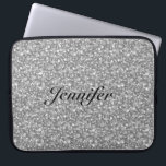 Elegant Silver Gray Glitter & Sparkles 2-Monogram Laptop Sleeve<br><div class="desc">Elegant silver gray glitter and sparkles pattern. Custom and optional monogram. Available on other products and can be requested for any of the products offered at Zazzle.</div>