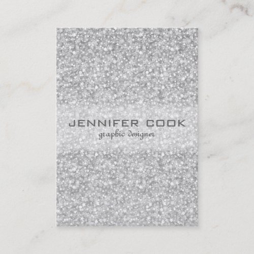 Elegant Silver Gray Glitter &amp; Sparkles Business Card